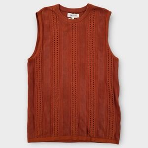 PacSun Sweater Vest Mens Medium Cable Knit Brown Sleeveless Crochet‎ NWT